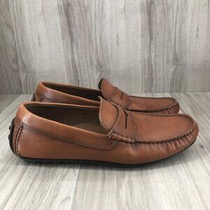 Peter Huber Driving Shoes Mens 8M Maddox Cognac Brown Leather Slip On Shoes